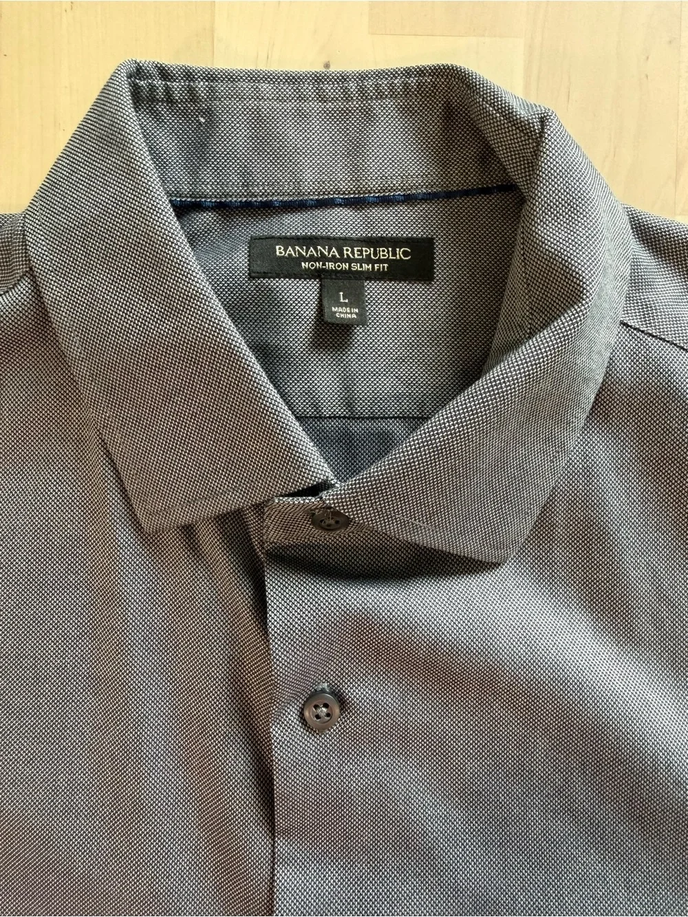 Banana Republic Men's Non-Iron Slim Fit Gray Dress Shirt - Size L